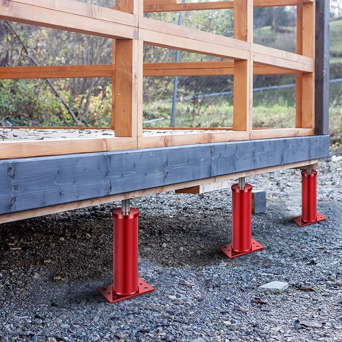 2 Pcs House Jacks for Leveling, Adjustable Jack Post 12"-16" Basement Floor Jack, Supports Stabilizer Screw Jacks for House Foundation, Stairs, Porches, Roof Beams, Load Capacity 11023 Lbs