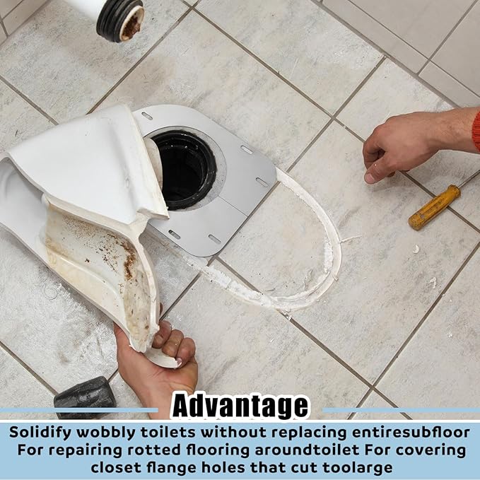 Gisafai Toilet Flange Support Plate Closet Flange Floor Repair Ring Bracket Extender Kit Offset Toilet Repair Kit, 5.59 x 5.28 Inches Inner Diameter, 1mm Thickness(Stainless Steel)