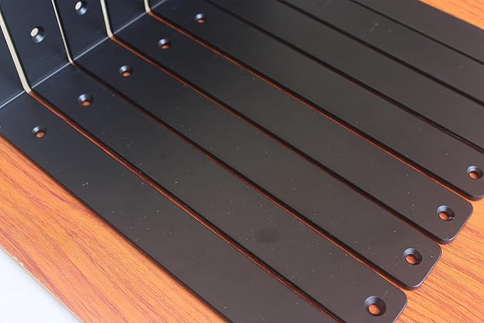 16 Pack - L 14" x H 8" x W1.5, 5mm Thick Black L Shelf Bracket, Iron Shelf Brackets, Metal Shelf Brackets, Floating Shelf, Shelf Supports with Screws