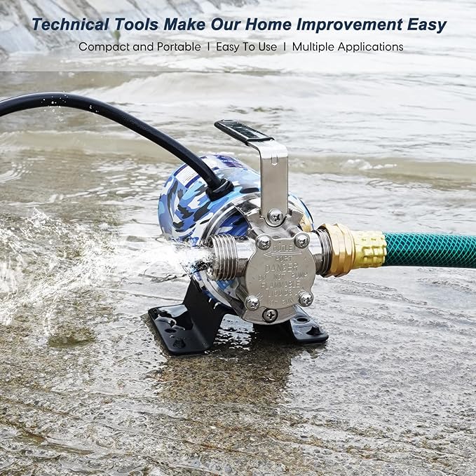 115V 1/10HP 330GPH Utility Rain Barrel Waterbed Pump, With Water Hose Kit, Camouflage Color.