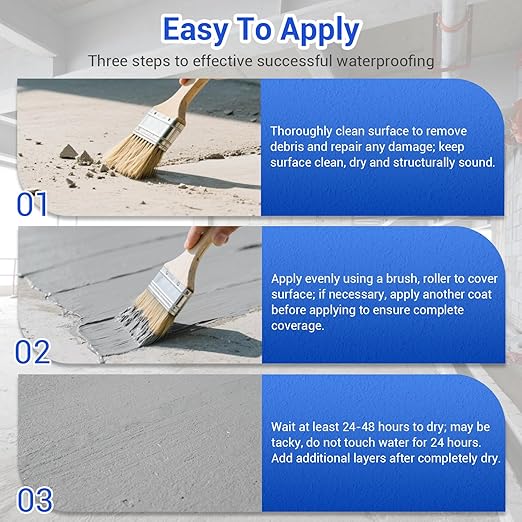 Polyurethane Waterproof Coating, 51 Fl 0z., Light Grey, Polyurethane Sealant for Multi-Surface Leak Repair Roofs, Gutters, Basements, Indoor and Outdoor Waterproofing Sealant Coating