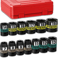 13-Piece 3/8" Drive Shallow Impact Socket Set, 7-19mm, Semi-Deep Sockets, CR-V, Socket Set for Automotive and Home, Metric, 6 Point Socket Set for Automotive and Home