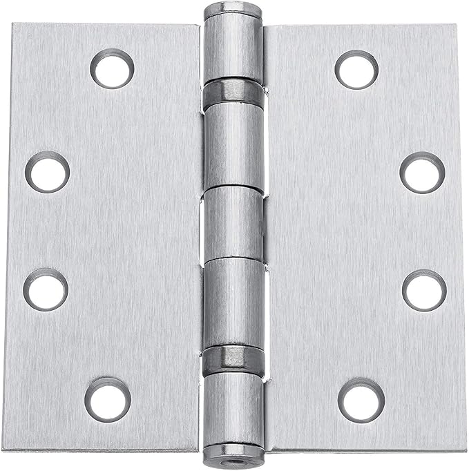 Dynasty Hardware Door Hinges, Heavy Duty 4.5x4.5 Full Mortise Ball Bearing Design for a Smooth Quiet Swing, Ideal for Commercial or Heavy Doors, Brushed Chrome Finish, 3-Pack