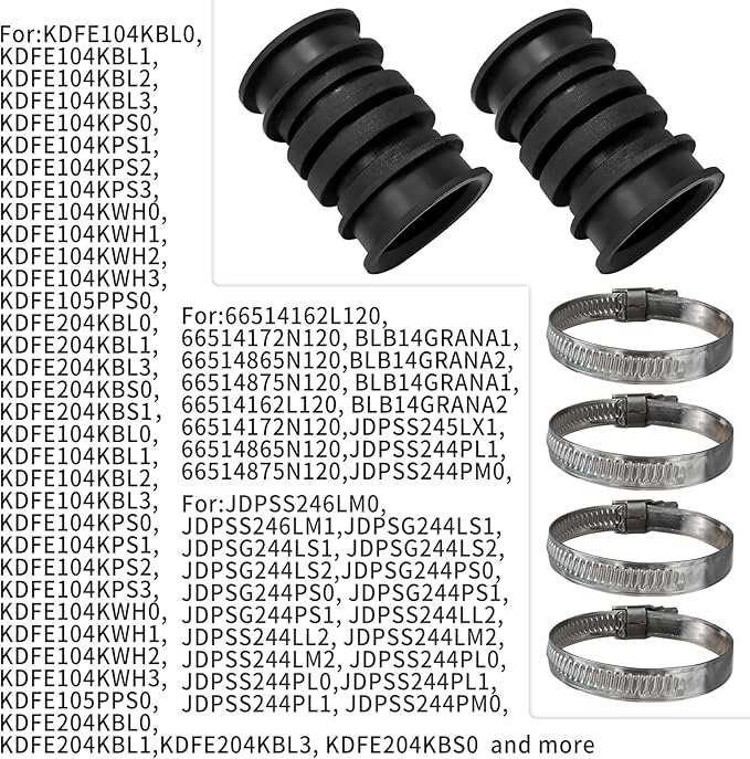Dishwasher Hose Kit W11419334 for Whirlpool Jenn-Air KitchenAid Maytag Kenmore AP6981352 4960330 W11250985 PS12745538 EAP12745538 Circulation Pump to Sump Connect Hose (2-Piece)