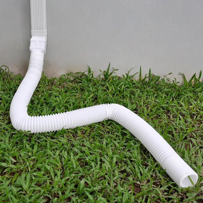 7ft Long Gutter Downspout Extensions, 3.1” OD Gutter Downspout Extender Pipe for 2"×3" Downspout and 3"×4"Downspout, Flexible Pipe Stretched Length 7ft, White,2-Pack