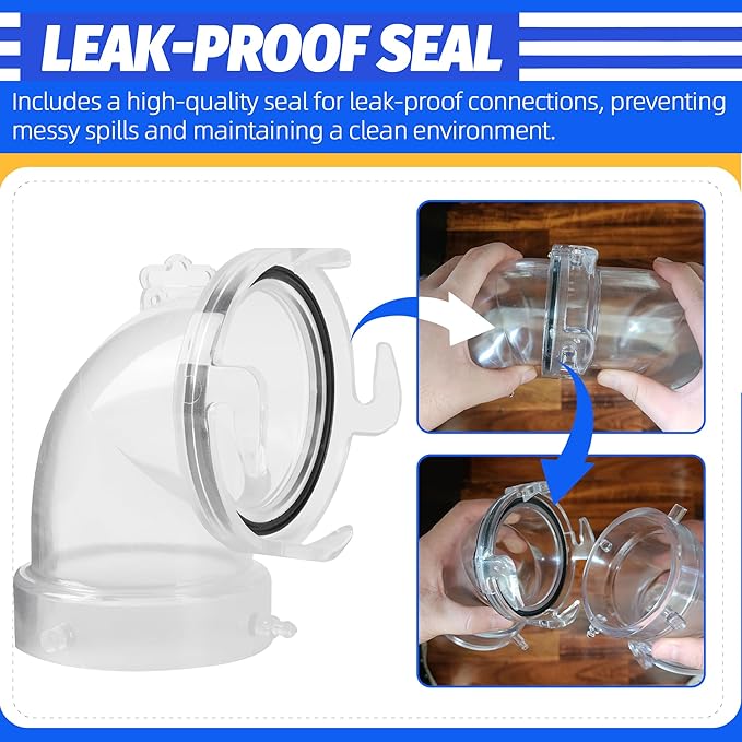 90° Clearview RV Sewer Hose Adapter with 3" Bay Lug - Durable, Leak-Proof Connection