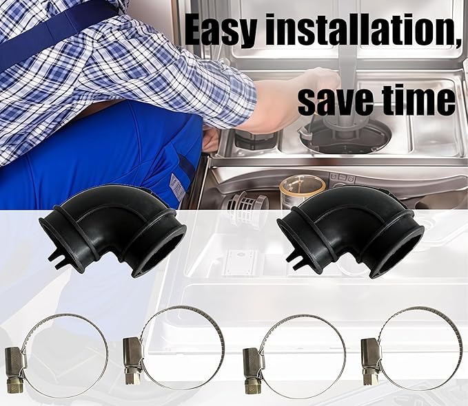 2Pcs WD24x33918 Dishwasher Circulation Pump Elbow Hose And Clamp Kit For GE Dishwasher drain hose WD19X25460 WD19X25700 dishwasher elbow hose kit,dishwasher pump to sump elbow hose