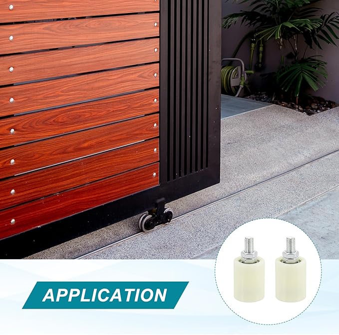 PATIKIL 2" x 1.8" Slide Gate Guide Roller, 2Set Adjustable Nylon Rollers for Sliding Rolling Gate of Balconies Bedrooms Bathrooms Shops Industry, White