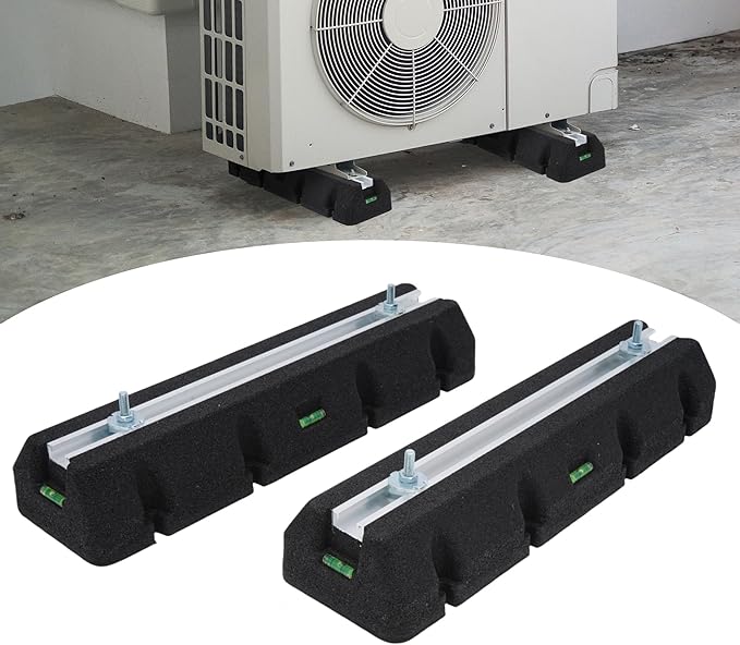 Floor Mounting Base Pad 2 Pack, 9000-60000BTU Mini Split Base Rubber Pad Anti-Vibration AC Condenser Leveling Feet, 1500LBS Max Load