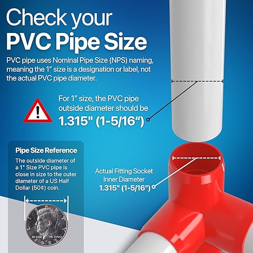 FORMUFIT 1” 4-Way Tee Furniture Grade PVC Fitting in Red, Made in USA, UV-Resistant, Impact-Proof, 1.315” Actual Socket Diameter (Pack of 4) - F0014WT-RD-4