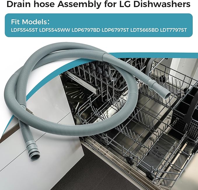 AEM74333101 Dishwasher Drain Hose Assembly for LG Models Such As LDF5545ST LDF5545WW LDP6797BD LDP6797ST LDT5665BD LDT7797ST Replace AP6040158 4505714 PS11775879