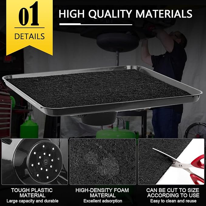 2Pcs Transmission Drain Pan 17892 for Lisle Oil Drains - 4Pcs 22'' Oil Drain Splash Pad,Large Fluid Catch Pan Square Oil Drain Pan Fits Many Different Funnels Keep Floor Clean