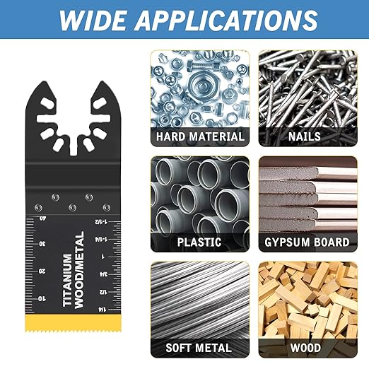 100pcs Oscillating Saw Blades Universal Wood Multitool Blades Quick Release Oscillating Tool Blades Kits Fit Porter Cable Black & Decker Rockwell Ridgid Ryobi Milwaukee Chicago Craftsman