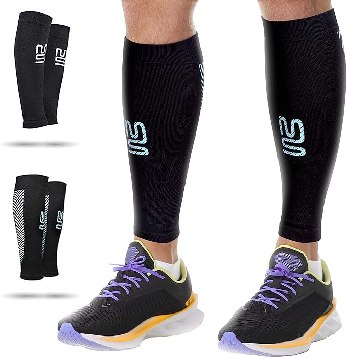 Calf Compression Sleeves - Leg Sleeves for Men and Women - Shin Splint Relief Support Brace Running Flights