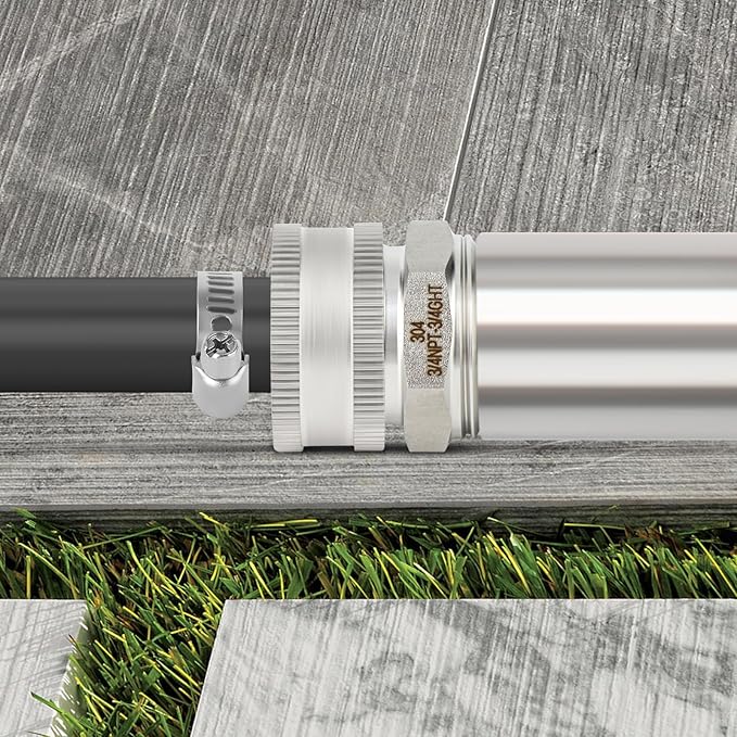 TAISHER 2PCS 304 Stainless Steel Garden Hose Adapter, 3/4" GHT Male x 3/4" NPT Male Garden Hose Connector with Washers