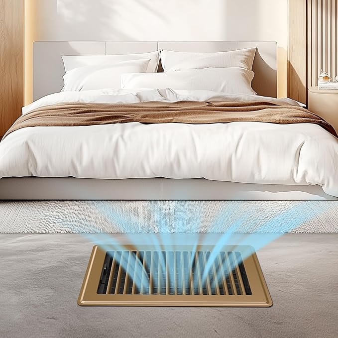 Floor Register - Floor Vent Covers 6x10 - Heavy Duty Steel Vent Covers for Home Floor and Wall - Adjustable HVAC Vents for Bedrooms & Living Rooms - Proof Finish Walkable Floor Vents - Brown - 4 Pack