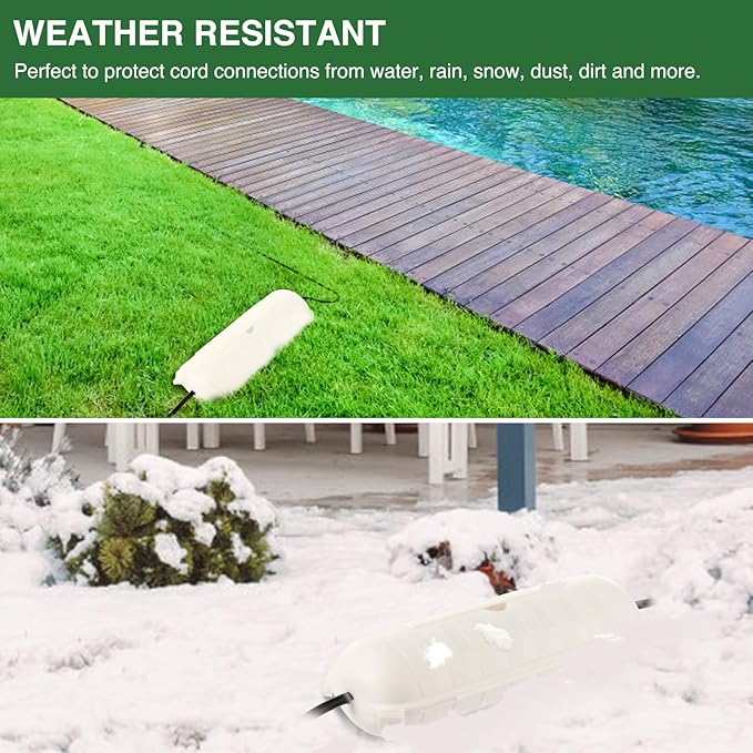 Flemoon 2-Piece Outdoor Waterproof Electrical Box Set – 12.5" x 8.5" x 5" Large Electrical Box & 11.3" x 4.3" x 3" Extension Cord Cover for Power Strip, Outlet, Holiday Light, White
