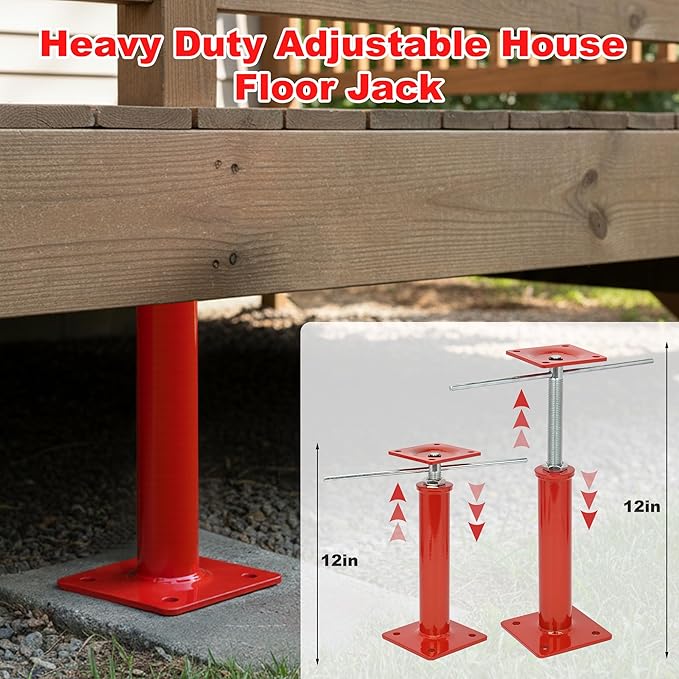 Heavy Duty Adjustable Screw Jacks for Crawl Space Leveling, 10"-18" Height Range, 10000 lbs Load Capacity (4 Packs), Steel Joist Beam Support Jacks for Basement, Cellar & Floor Stabilization