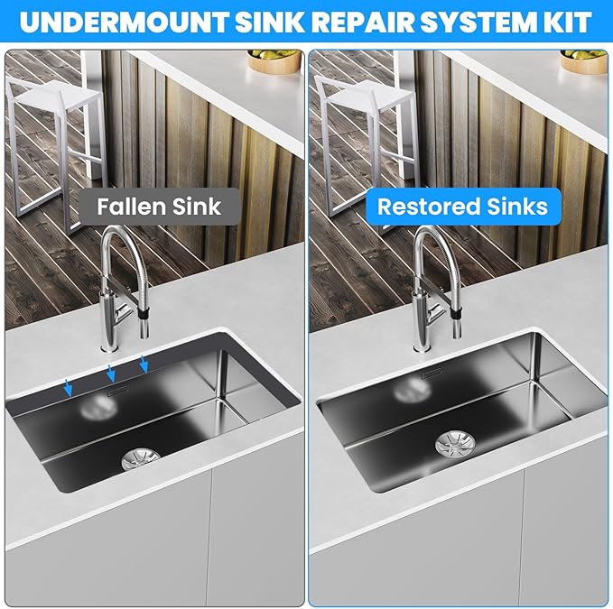 4PCS Black Undermount Sink Brackets, Adjustable Undermount Sink Support Under Mount Sinks Repair Kit for Narrow Cabinet Heavy-Duty Stainless Steel Mounting Bracket