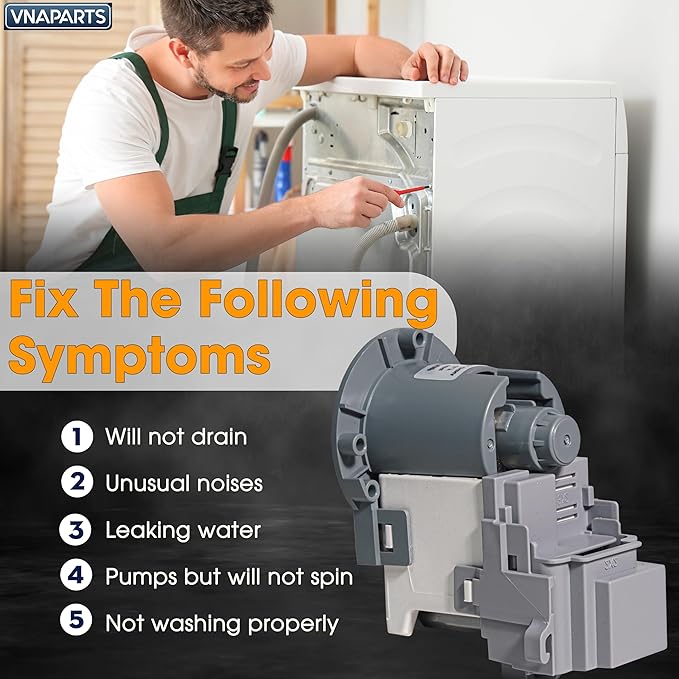 【2025 Upgraded】 Washer Drain Pump Motor For Samsung WF42H5200AP/A2 WF42H5200AW/A2 WF42H5000AW/A2 WF42H5400AF/A2 WF42H5500AF/A2 WF42H5600AP/A2 WV60M9900AV/A5, WA40J3000AW/AA, WA45H7000AW/A2