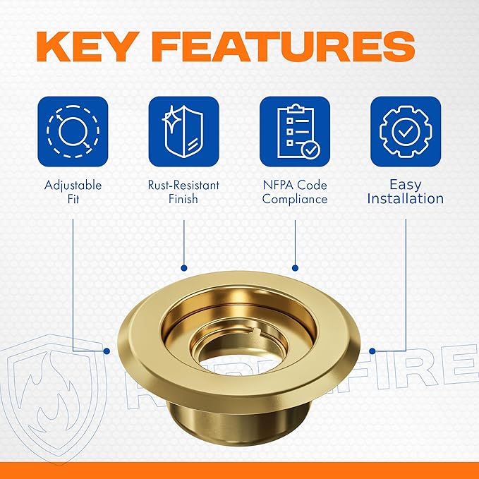 Recessed Fire Sprinkler Escutcheon 3/4 in. IPS - 2 Piece in Brass - Depth Adjustment Range up to 3/4 in. for Fire Sprinkler Trim