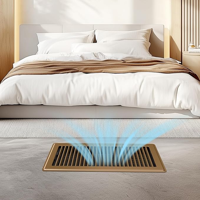 Floor Register Fits 6x14 and 14x6 Duct Opening - Floor Vent Covers with Heavy Duty Steel - Wide Adjustable Louvers for Maximum Airflow - Vent Covers for Home Floor & Wall & Ceiling - Brown - 4 Pack