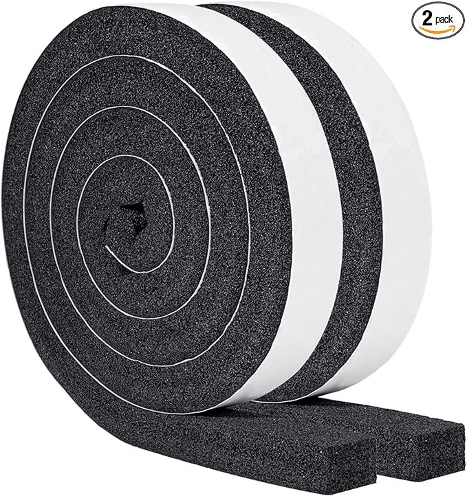 Yotache Air Conditioner Window Seal Kit - 1"x1" High Resilience Weather Stripping Foam Tape for AC Windows & Door Insulation, Noise Reducing, Air Leak Proof, 13Ft Long (6.5Ft x 2 Rolls, Black)