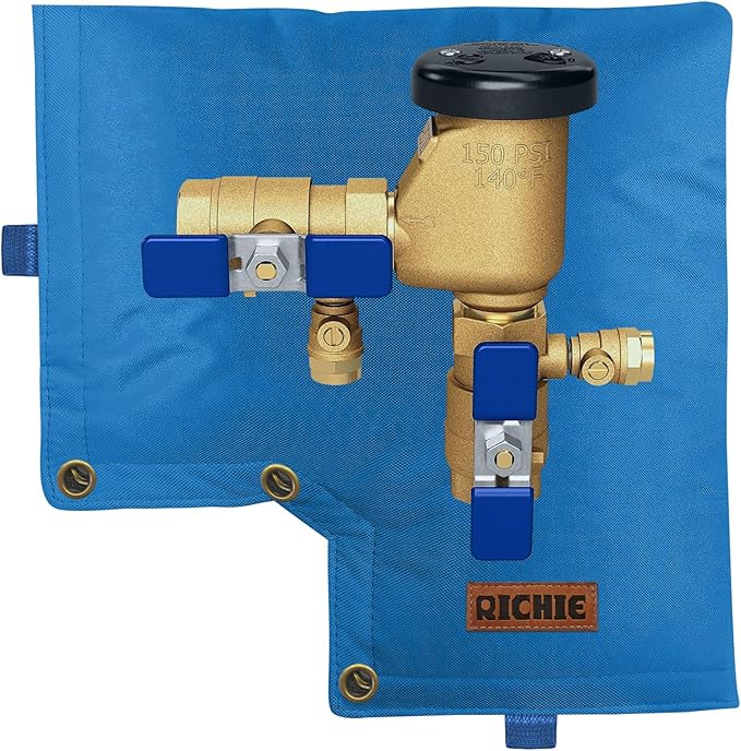 Backflow Preventer Insulated Cover (5°F) for Winter Freeze Protection, 13" W x 12" H Thickened Pressure Vacuum Breaker & Well Pump Cover, Outdoor Waterproof Insulation Pouch for Sprinkler Valve, Blue