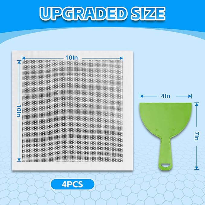 Wall Patch Repair Kit Upgraded Size, 4 Pcs 10 Inch Self Adhesive Pieces Aluminum Drywall Repair Kit, with Its Own Large Squeegee and Scraping, GMingZTong