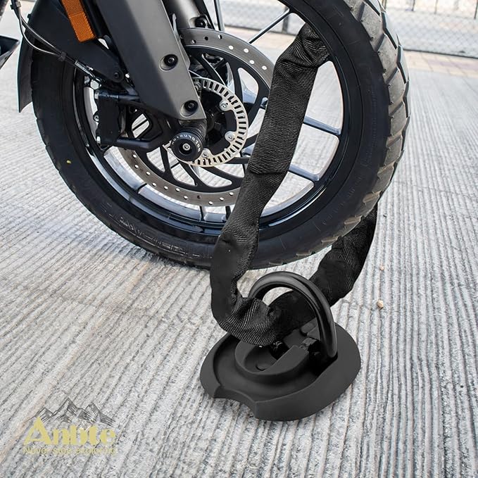 Anbte Security Ground Anchor, Floor or Wall Anchor for Securing Motorcycles, Bicycles, Scooters, Heavy Duty Alloy Steel Ground Anchor Foldable Permanent Locking Point, Black