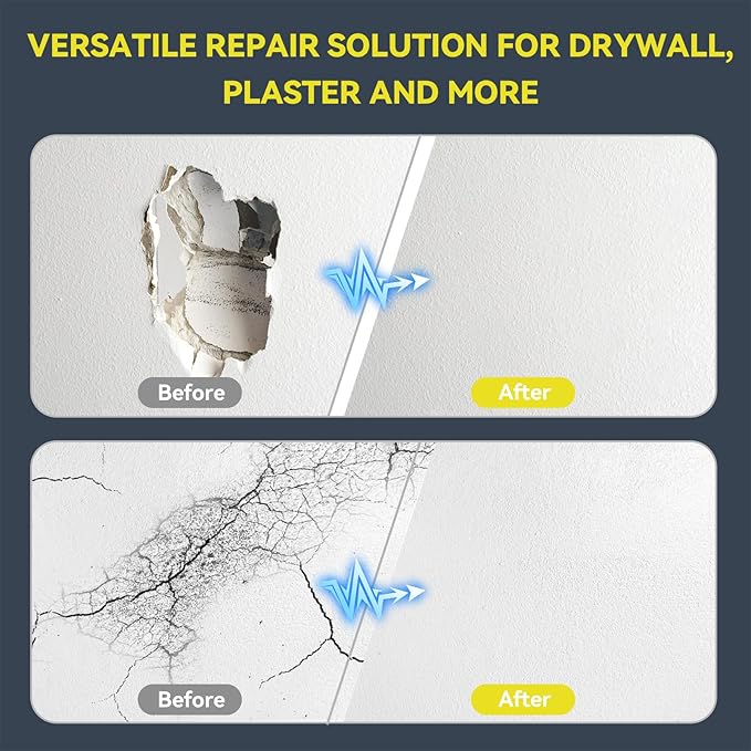 4 Pcs Drywall Repair Patch 12" x 12" Self Adhesive Aluminum Wall Fiber Mesh Repair Kit with Scraper Metal Large Hole Sheet Rock Patch for Ceiling Drywall Plaster