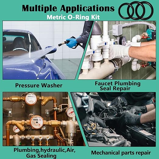 1540 Pcs 32 Size O-Rings Kit Nitrile Rubber O Ring Assortment with 4 Hook Set for Various Car Auto Vehicle Repair Plumbing Pressure Washer Air or Gas Sealing Connections Resist Oil and Heat