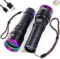 UV01 365nm UV Flashlight Black Light, 2 Pack Rechargeable Blacklight Flashlights, Powerful Handheld UV Light for Pet Urine Detection, Rock Hunting, Blood Tracking, Resin Curing, A/C Leak