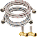 10 FT Stainless Steel Washing Machine Hoses with Water Harmmer,2 Pack Red and Blue Washer Hoses,Burst Proof Hot & Cold Water Connection Inlet Washer Supply Lines