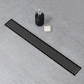 SaniteModar Linear Shower Drain, Black Shower Drain 30 inch with Flat and Tile Insert 2 in 1 Panel, 304 Stainless Steel Black Linear Shower Drain with Hair Strainer and Leveling feet