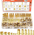 230PCS 6 Sizes Brass Compression Fittings Assortment kit- 1/2", 3/8", 5/16", 1/4", 3/16", 1/8" Insert, Sleeve Ferrule for Connecting air, Fuel, Water, Oil and inert Gases Lines