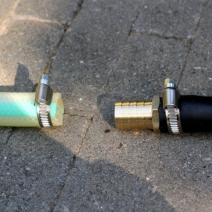 Solid Brass Garden Hose Repair Connector with Clamps Hose Repair Kit, 1/2"Barb Garden Hose Fittings (1/2"Barb-3 Set)