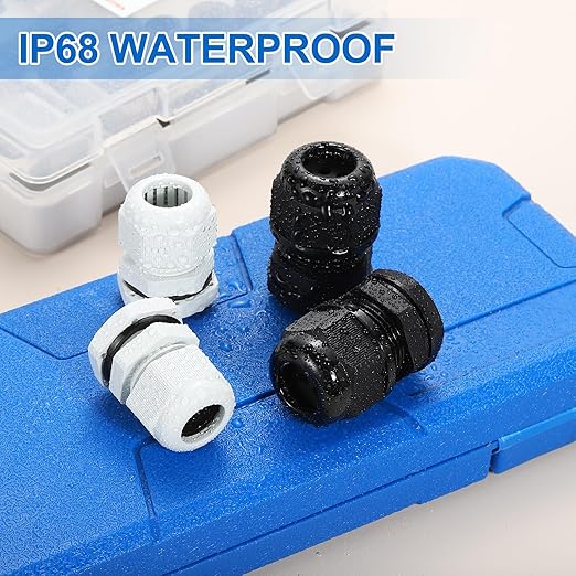 MECCANIXITY 8 Pcs PG29 Cable Gland, 18-25mm Wire Hole Strain Relief Joint for Cable Fixing, Wiring, Repairing, Gland Replacement, Electrical Appliances, Black
