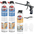 Kraken Bond Fastcoat Fire Rated Spray Foam Insulation (2x27.1 oz.) (R-Value 11.32 / 2in) Closed Cell Expanding Foam - Heat and Acoustic Insulation, Gun & Cleaner Included, 40 Board Ft, 2 Pack
