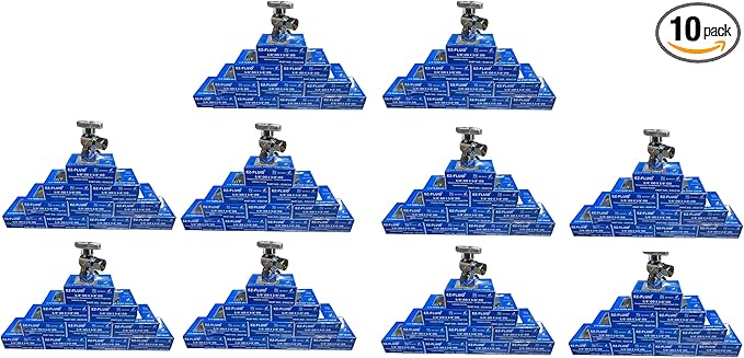 100Pcs Heavy Duty Angle Stop Valve,1/4 Turn Water Shut Off Valves 1/2" Nominal (5/8"OD) Compression x 3/8"OD Outlet,Metal Handle Shut-off Valve Water Pipes,For Sink,Toilet,Faucet Valve(EZAC58)