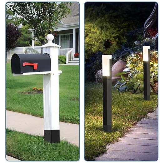 2 Pack 4x4 Fence Post Anchor Ground Spike – Heavy Duty 24" Metal Post Base (Fit 3.6"x3.6") Black Powder-Coated for Mailbox, Deck, Fence, Railing
