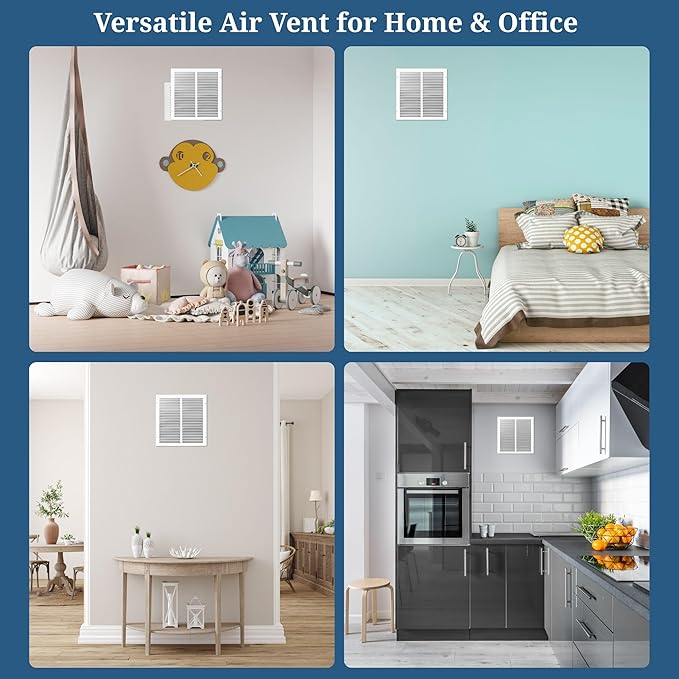 14 x 14 Inch Return Air Vent Cover, Solid Steel HVAC Grille for Wall or Ceiling, White Duct Opening, Durable Return Air Vent Cover, Airflow Ventilation Grille for Home or Office