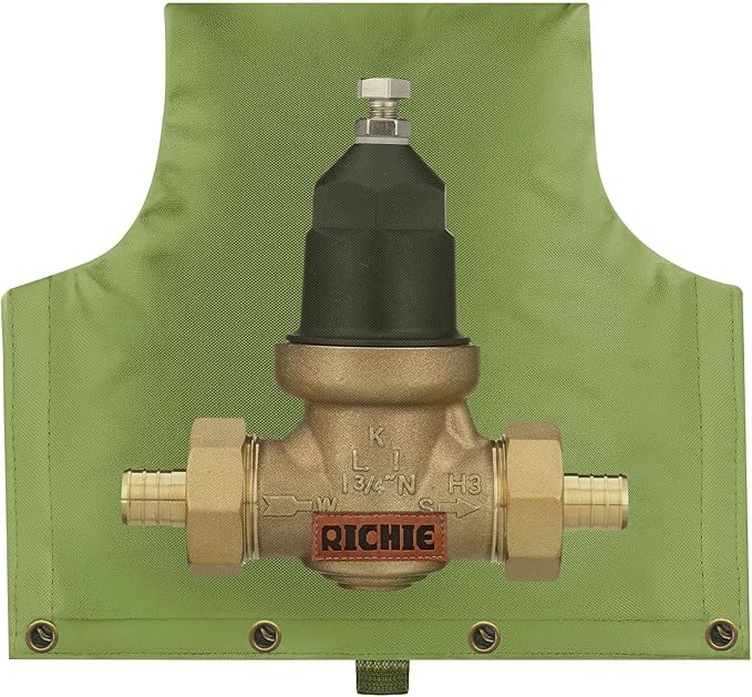 Backflow Preventer Insulated Cover (5°F) for Winter Freeze Protection, 14"W x 13"H Thickened Pressure Reducing Value & Well Pump Cover, Outdoor Waterproof Insulation Pouch for Sprinkler Valve, Green