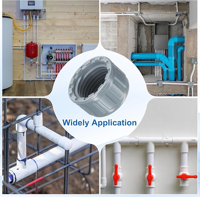 uxcell 5Pcs 1/2 Inch PT Female Thread PVC Pipe Fitting Cap, Cleanout Water Drain End Caps, Pipe Plug Socket Fittings with Gasket for Water Heater Supply Lines, Plumbing, Gray