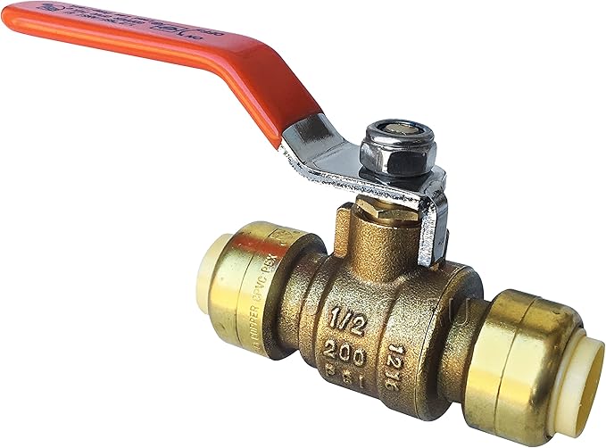 PROCURU 4-Pack 1/2-Inch PushFit Forged Brass Ball Valve, Push-to-Connect Full Port, Heavy Duty Valve for Copper, PEX, CPVC, Certified Safe (8X8312-4P)