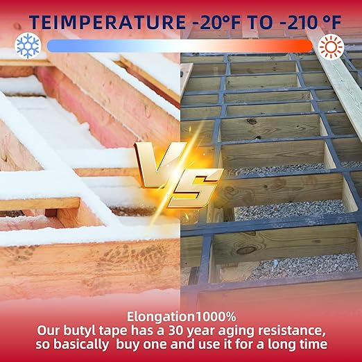 Butyl Deck Joist Tape, 1-5/8" x 50' Joist Tape for Decking, 12 Rolls Waterproof and Anti-Corrosion Butyl Sealant Deck Tape Joist, Ideal for Roofs, Beams, RV, Outdoor Construction Use