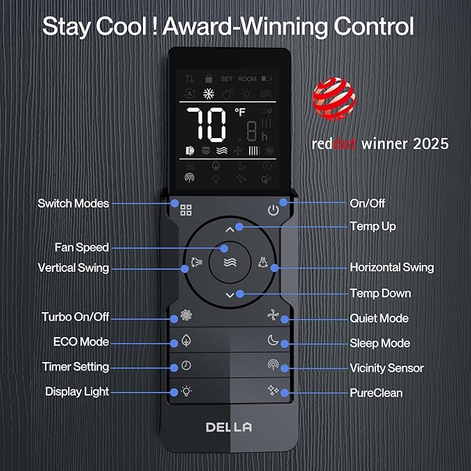DELLA Vario Series 12000 BTU Mini Split AC, Work with Alexa and Wifi, 20.5 SEER2 Cools Up to 550 Sq.Ft, Energy Efficient, 115V Ductless Inverter System, Pre-Charged Heat Pump and 16.4ft Kits