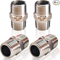 4PCS Hex Stainless Steel Nipple 1/2"NPT Male X 1/2" NPT Male Pipe Fitting 1/2 inch Stainless Steel Pipe Nipples Male Pipe Adapter Fittings Heavy Equal Nipples Connectors