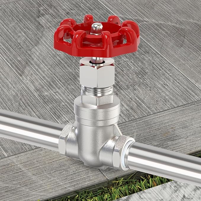 TAISHER 1PCS 304 Stainless Steel Gate Valve, 1" NPT Female Rotary Sluice Valve With Wheel Handle, For Water, Oil, Gas