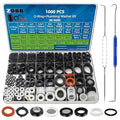 1000 Pcs 18 Size O Ring Kit+18 Size Rubber Washers Assortment Kit for Plumbing Faucet Water Pipe Garden Hose Washers Shower Heads Gasket Repair and Air or Gas Connections